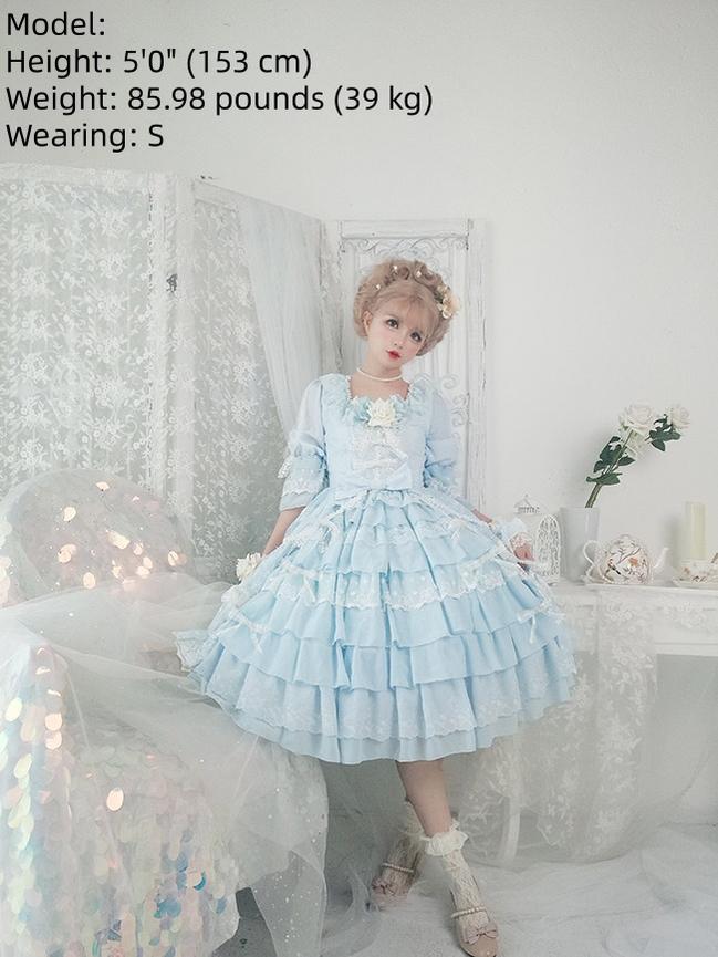 Dawn Wedding - Sweet Lolita OP Dress, Layered Hem