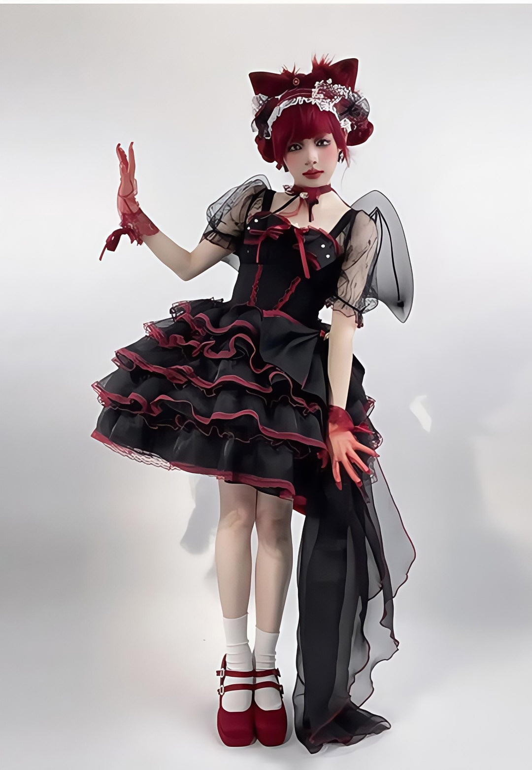 Daydream Whisper~Shisan District~Wedding Lolita OP Suit with Angel Demon Wings