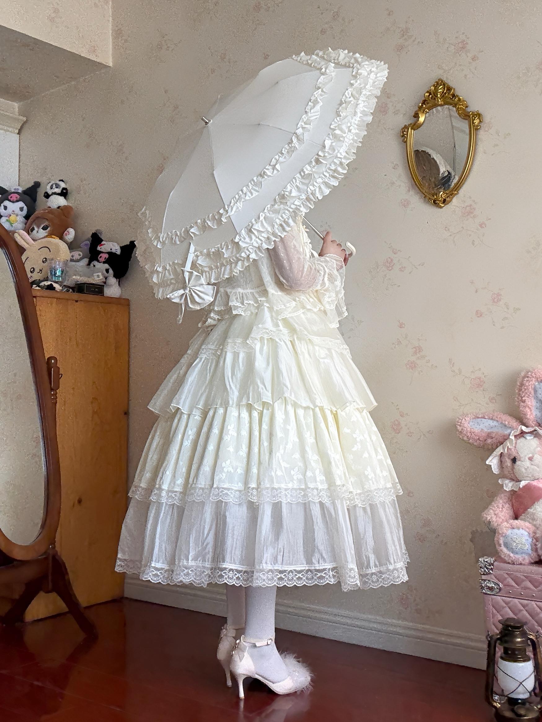 Classic Lolita Foldable Sunscreen Parasol with Ruffles