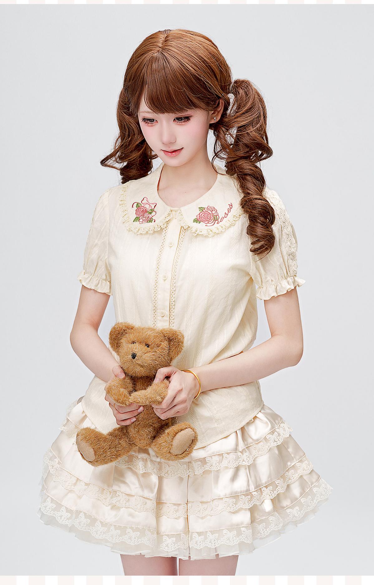 Abundant Tea Time - Kawaii Lolita Blouse, Cotton & Embroidery