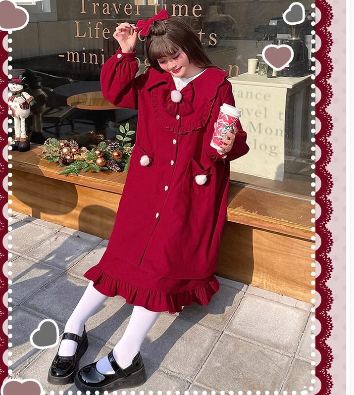 Hard Candy~Christmas Lolita Coat Plus Size Lolita Long Overcoat   