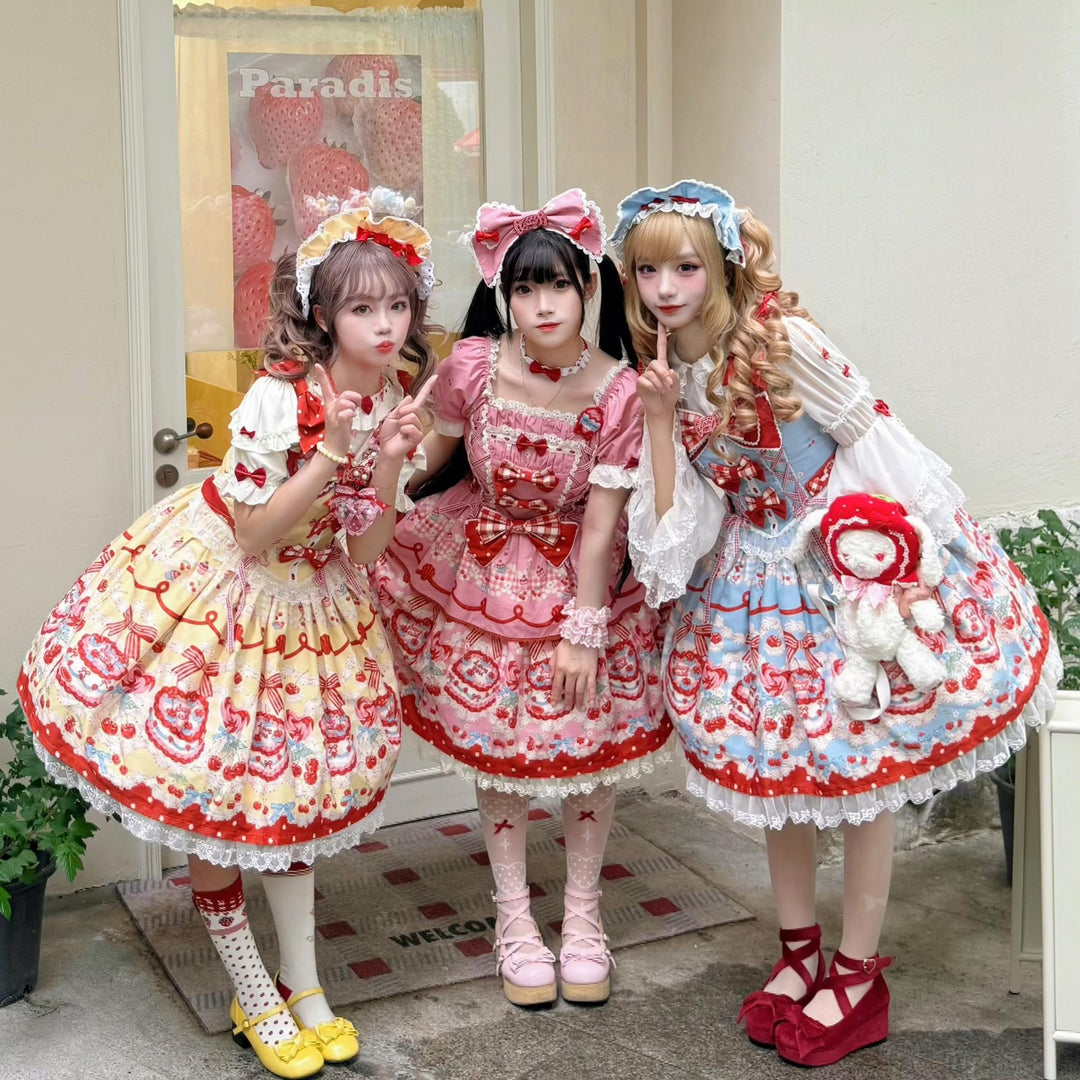 Star Fantasy - Delicious Cherry - Kawaii Lolita OP/JSK Dress With Cute Cake Prints