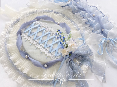 Mieye~Elegant Lolita Bonnet Cuffs Hairclip Accessories Multicolors blue bonnet  