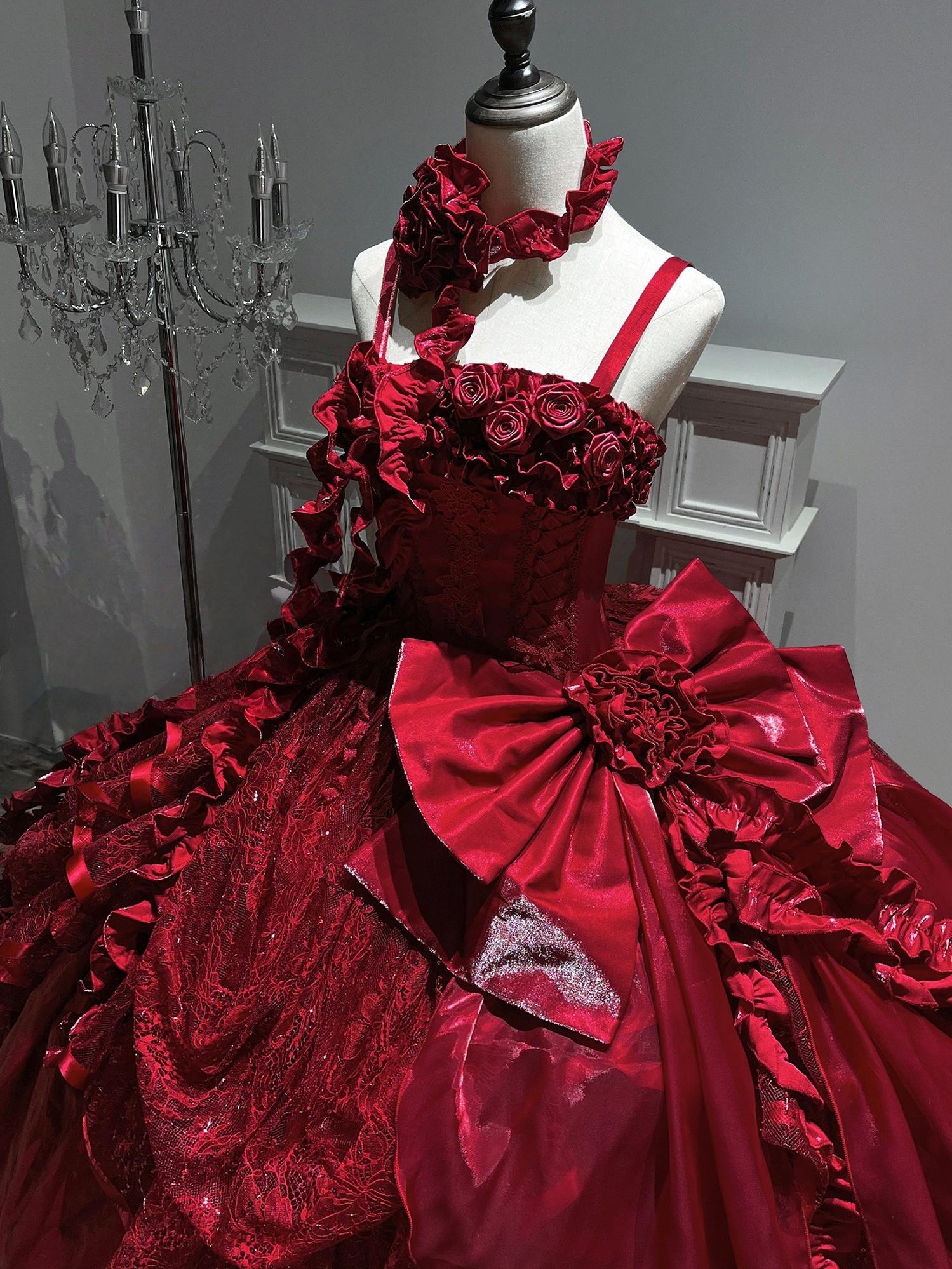 Red Gorgeous Bridal Wedding Lolita JSK Dress – 42Lolita