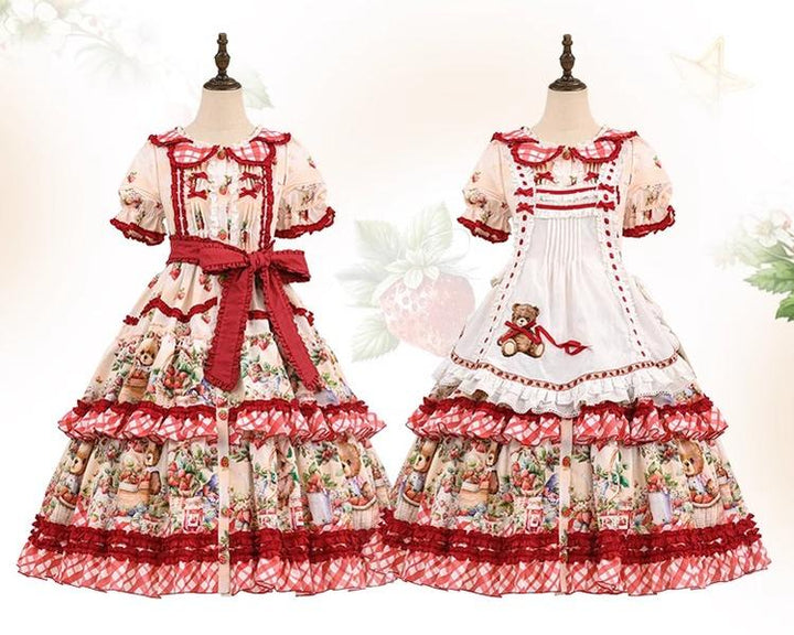 Spireme Cat~December Strawberry Field~Sweet Lolita OP Dress Strawberry Printed Dress