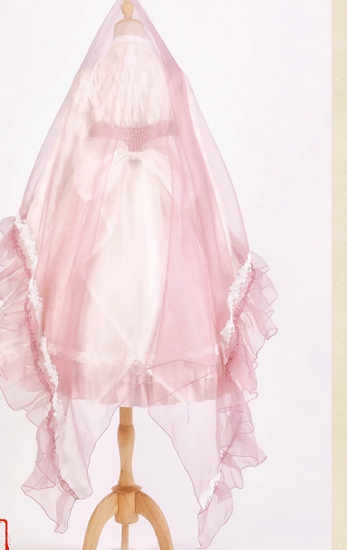 PoliCharlie~Han Lolita Multicolor Headdress and Accessory pink veil  