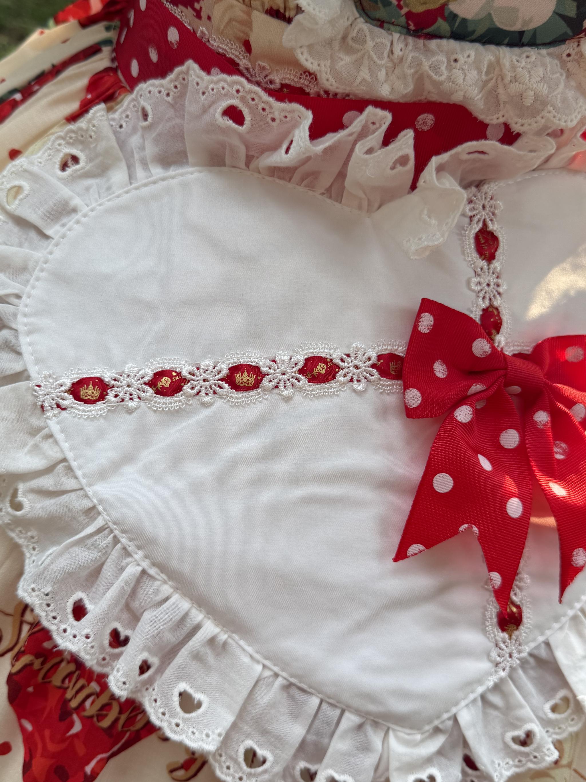 Crown Strawberry - Old School Lolita Crown Strawberry Printed OP Dress White Apron Only (only sold with OP) (choose M) S Pre-order