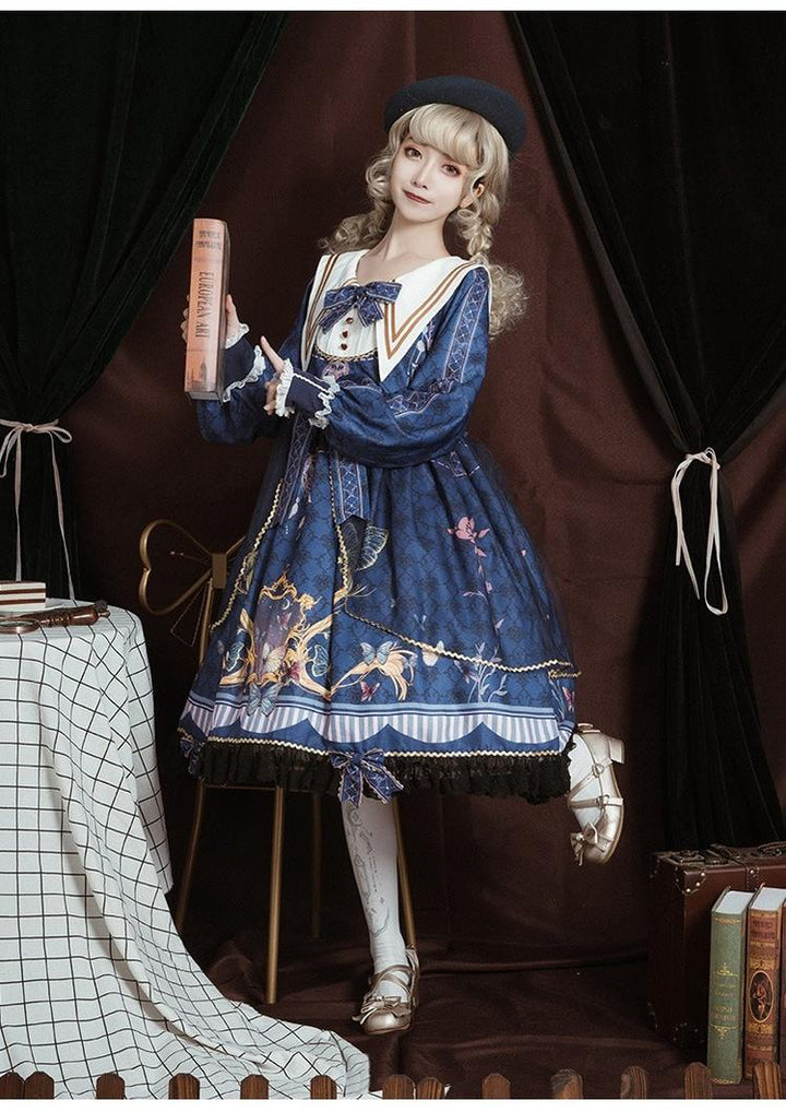 OCELOT~Classic Lolita OP Sailor Collar Elegant Lolita Dress   