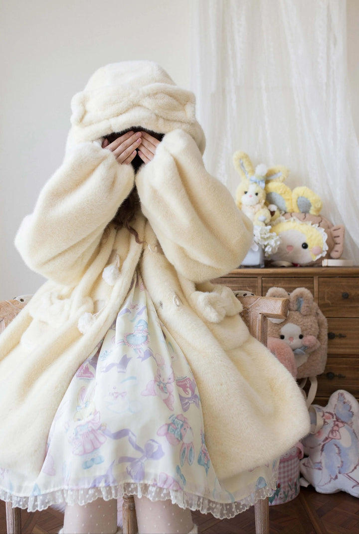 MIST~Cream Cheese~Winter Kawaii Lolita Overcoat Thickened Hooded Loose Outwear