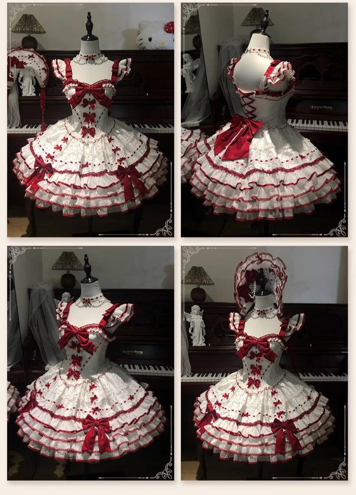 Sakurahime - Velour Love - Princess Sweet Lolita JSK Dress, Tiered Ruffles