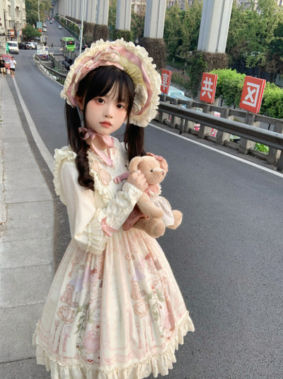3 Puppets~Elegant Lolita Bear Embroidery Mutton Sleeve Blouse   