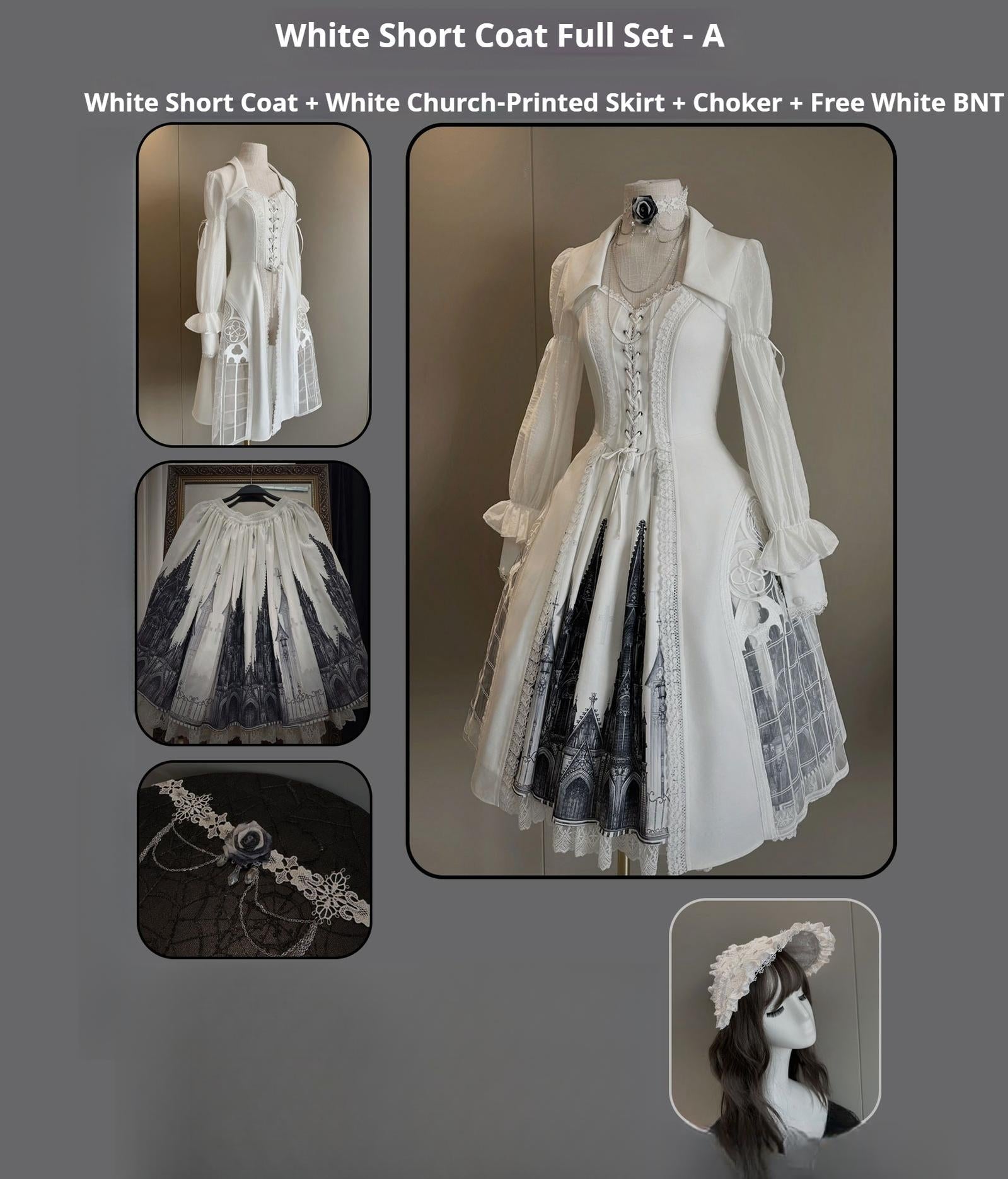 Susin Lolita - Night Traveler - Gothic Lolita Skirt Outfit Long Coat Shirt and Bustier Set (L M S XL) 42118:727528