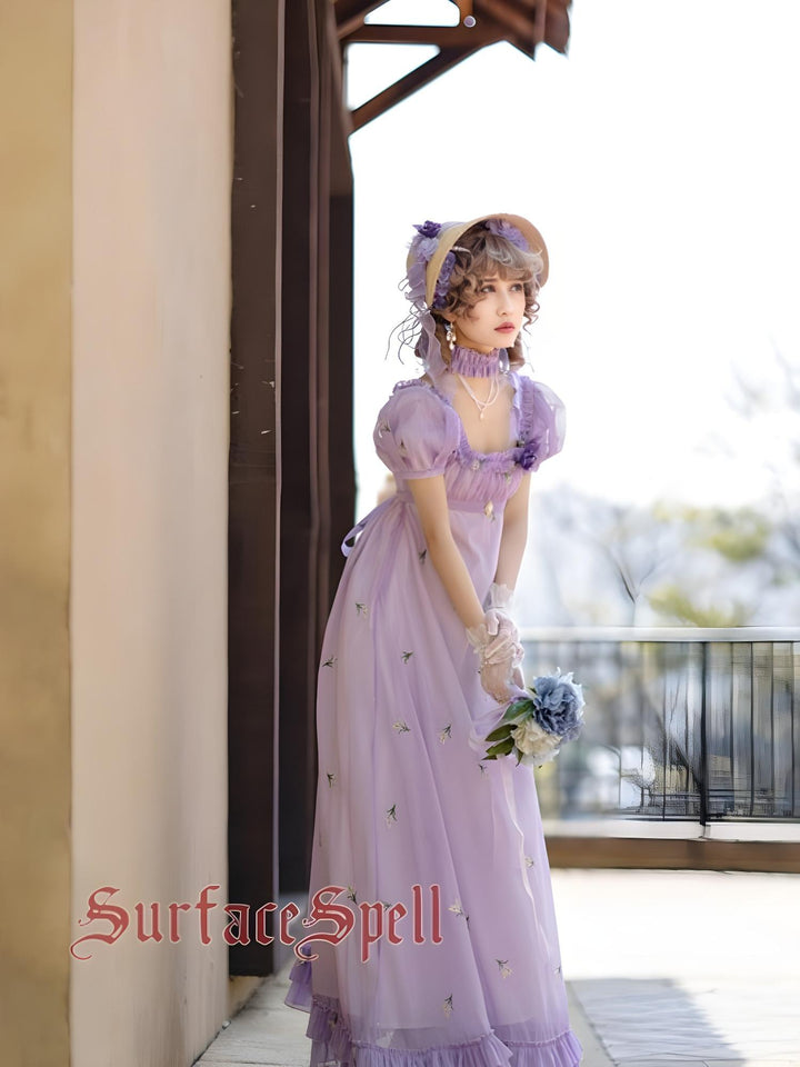 Surface Spell~Spring Rendezvous~Vintage Lolita OP Dress Embroidered Empire Waist Dress   