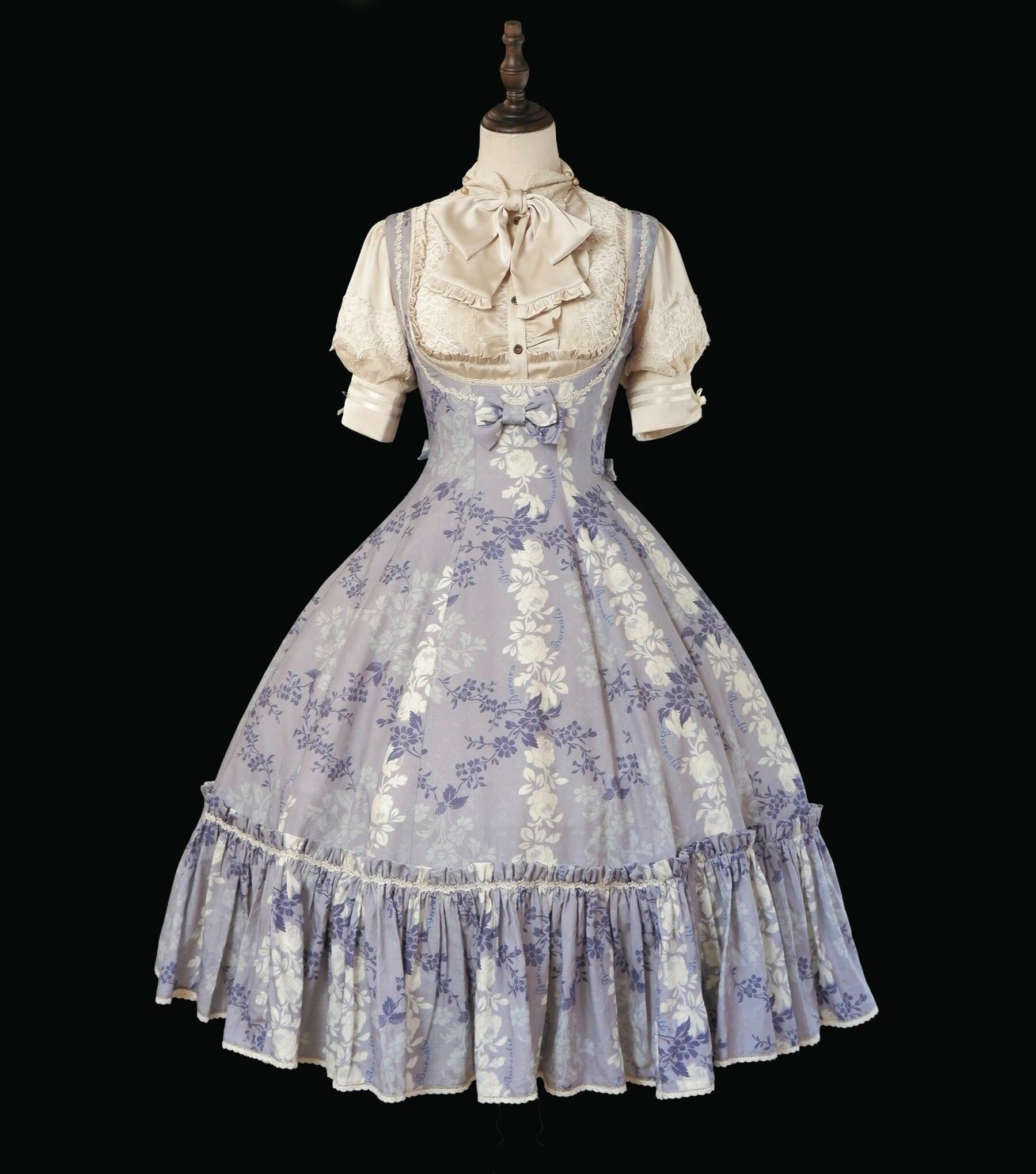 When flowers bloom - Classic Lolita Printed Dress, Ruffles & Bow (L M S XL XS) 45181:838898