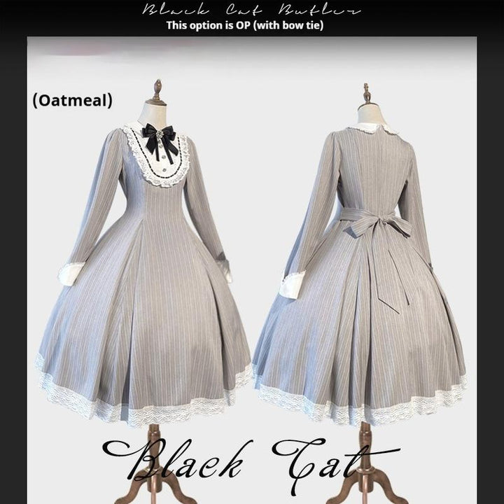 Hezi's Cat Haven~Black Cat Butler~Maid Lolita OP Dress Elegant Black and White Dress (2XL 3XL 4XL 5XL 6XL L M S XL) 40552:665166