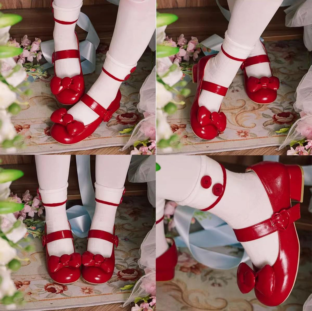 MODO - Showa Kaleidoscope - Kawaii Lolita Solid Shoes With Cute Round Toe and Bow