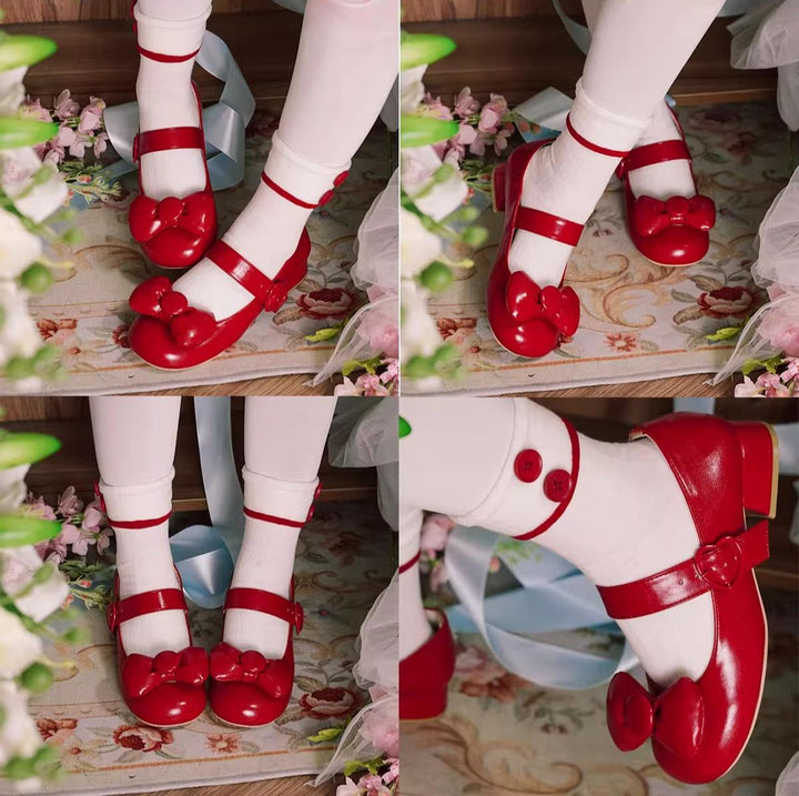 MODO - Showa Kaleidoscope - Kawaii Lolita Solid Shoes With Cute Round Toe and Bow