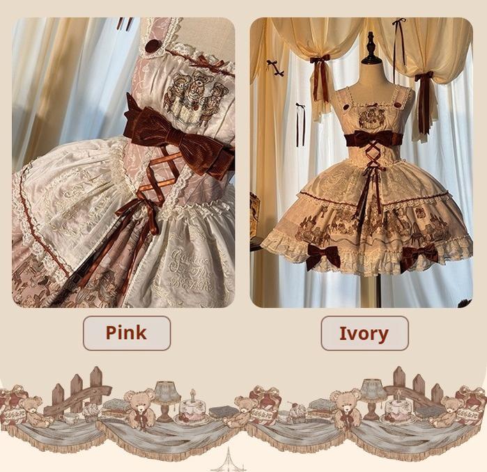 Alice Girl~Bear Castle~Sweet Lolita Dress Natural Waist JSK   