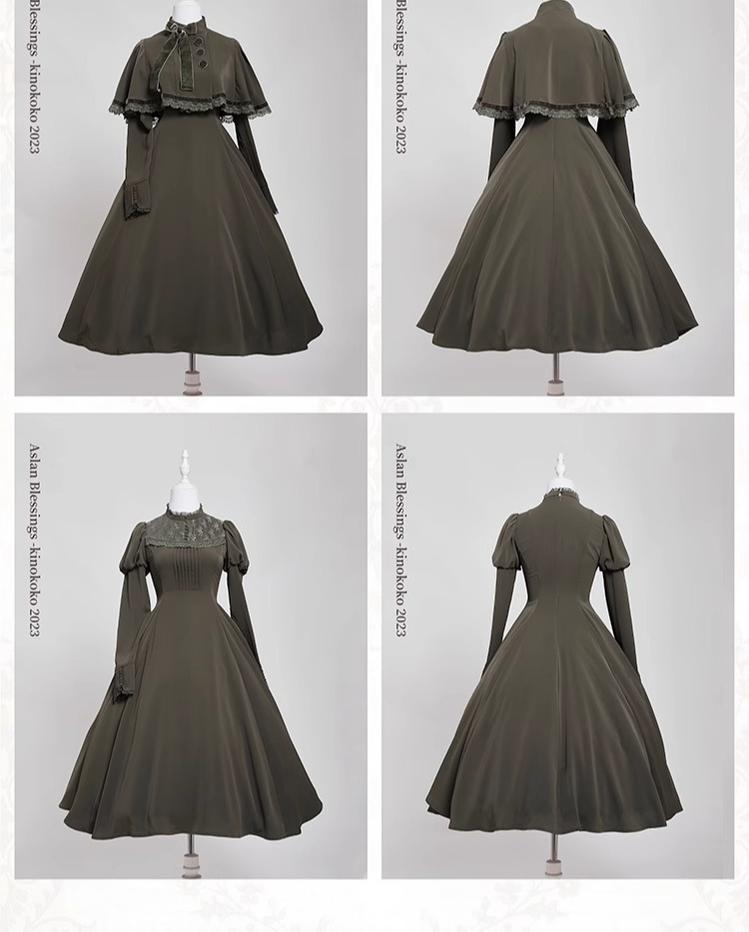 KINOKOKO - Aslan Blessings - Classic Lolita OP Seven-panel Slim Fit Dress with Cape 41988:721722