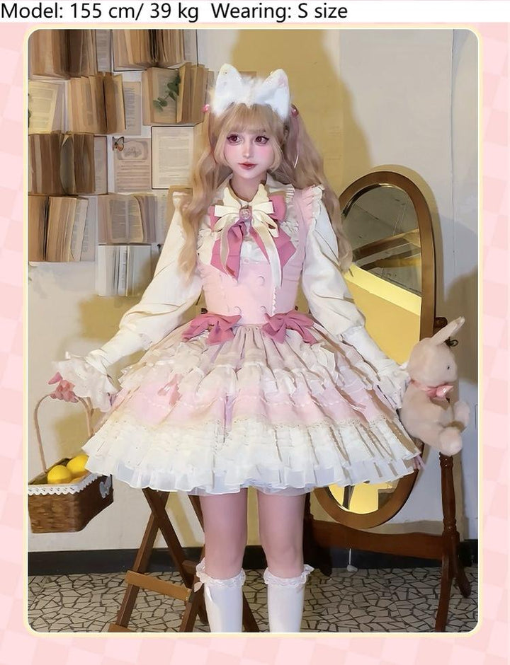 Sakurahime~Cupid Overture~Sweet Pink Lolita Jumper Dress Bust-Supporting JSK