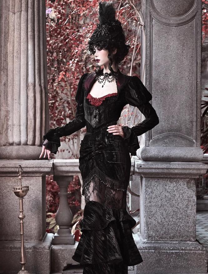 Blood Supply~Duchess~Gothic Lolita Mermaid Skirt Velvet Hip-Hugging Lolita Long Skirt   