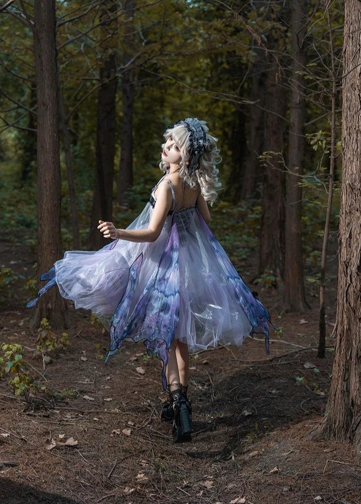 Urtto - Dead Leaf Butterfly - Chiffon Gothic Lolita JSK, Irregular Tiered Skirt 44352:804917
