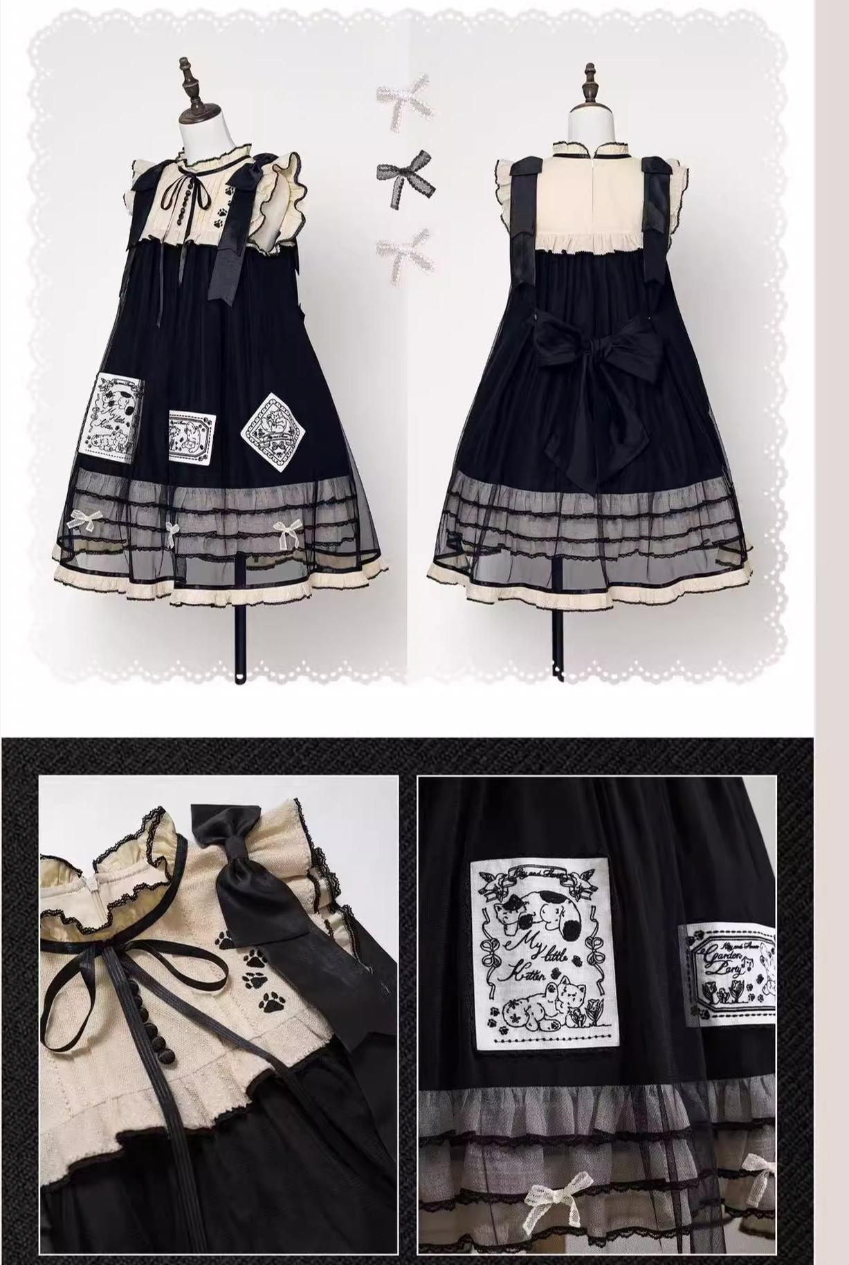 MEEKWIND - My Little Kitten - Doll-Like Lolita OP, Detachable Waist Ties 44223:799022