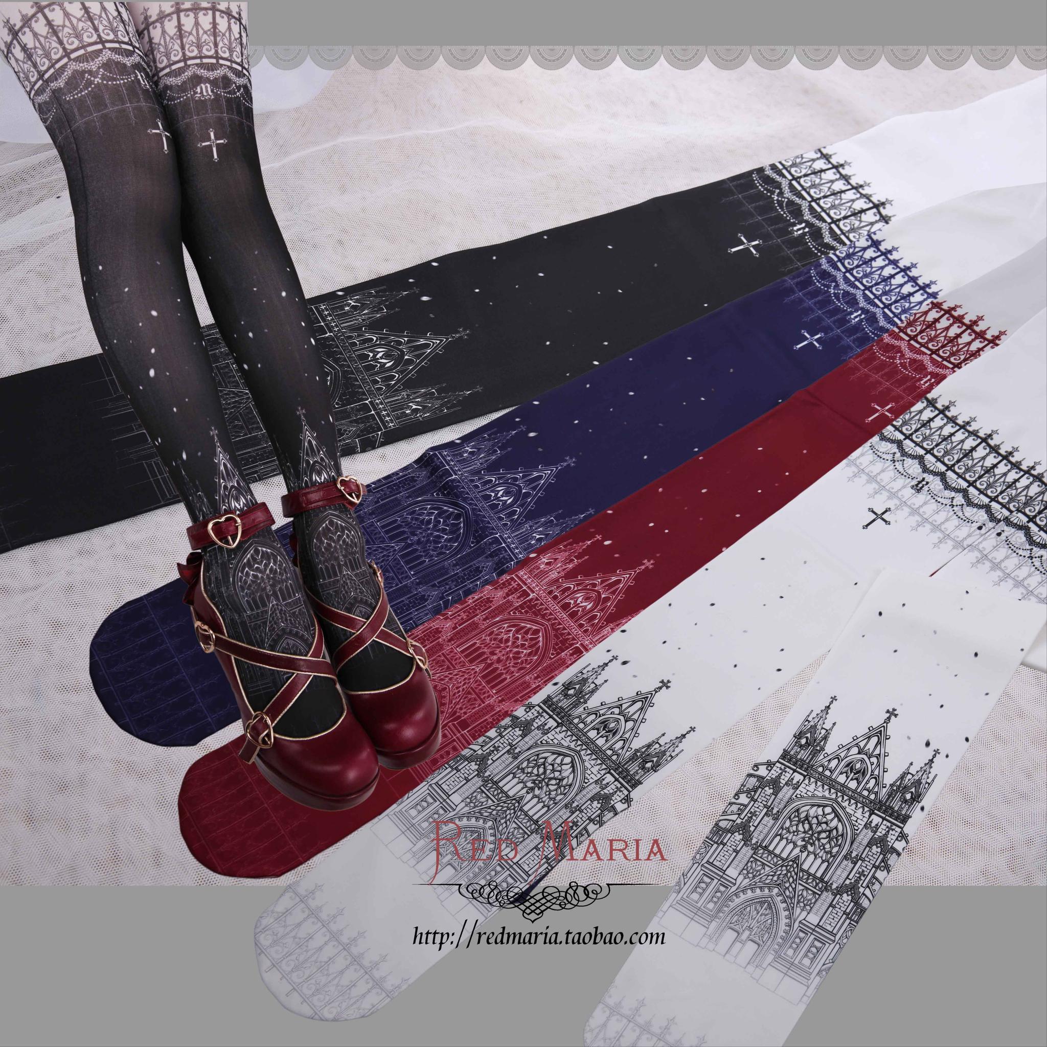 Red Maria - Snowy Night Church - Gothic Lolita Tights