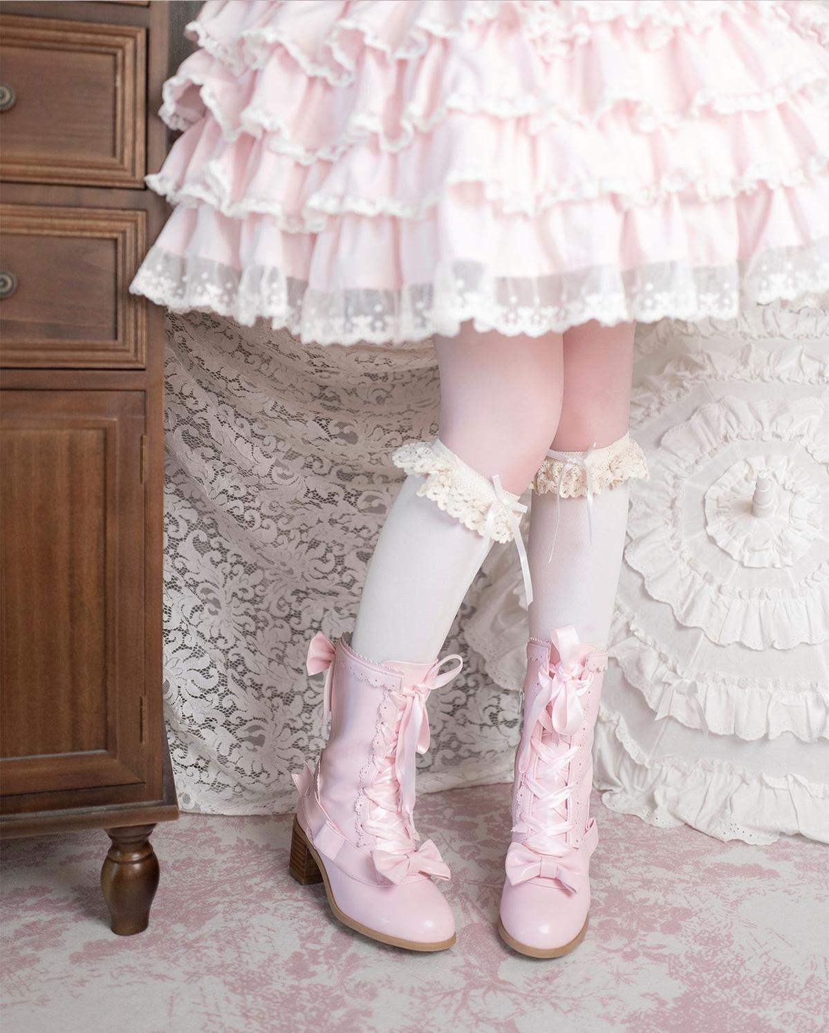 Sheep Puff - Sheepy Hooves - Kawaii Lolita Mid-Calf Boots, Side Zipper