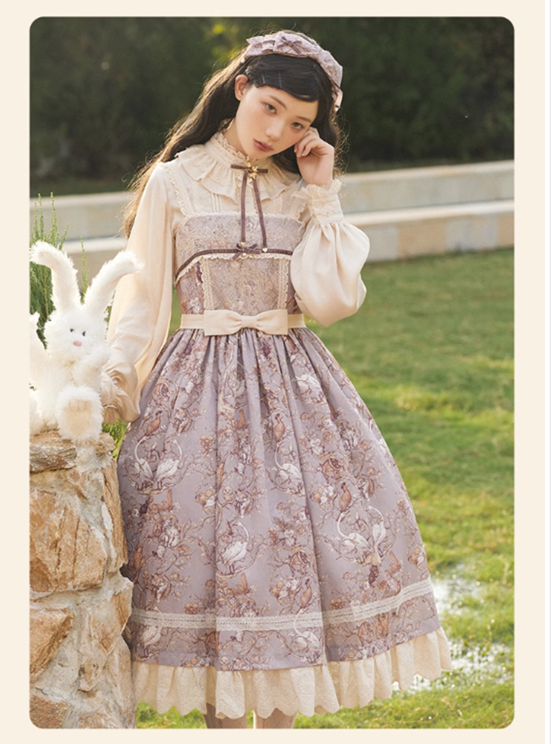 (Buyforme)NyaNya~ Lapland Forest~ Lolita Elegant Vintage Floral JSK OP Dress   