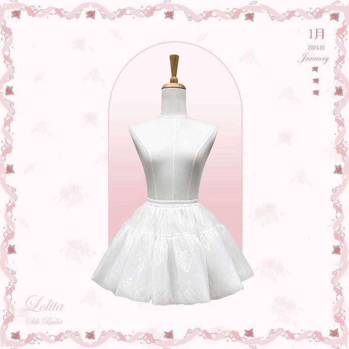 Mademoiselle Pearl~Silk Ballet~Sweet Lolita Petticoat Anti-Glare Free size White 