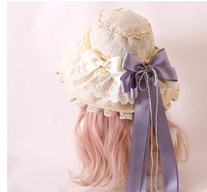Xiaogui - Elegant Lolita Sunshade Hat Floral Bow Hats