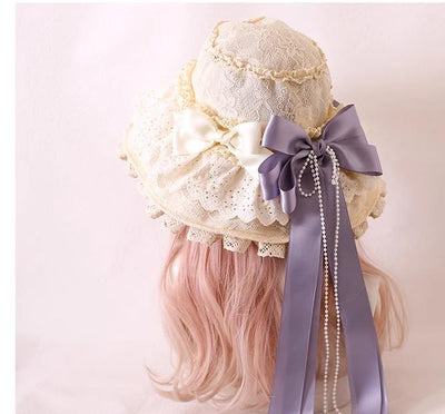 Xiaogui~Elegant Lolita Sunshade Hat Floral Bow Hats   