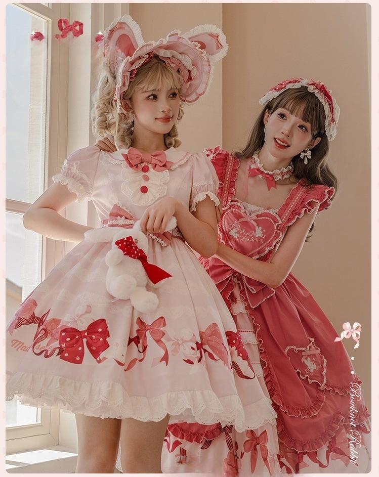 Mademoiselle Pearl~Bow Rabbit~IP Collab Sweet Lolita Skirt Set/Shirt/Apron/Cami