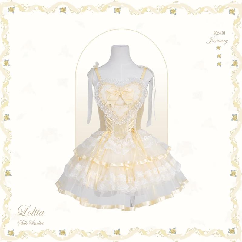 Mademoiselle Pearl~Silk Ballet~Wedding Lolita JSK Dress Princess Ballet Dress   