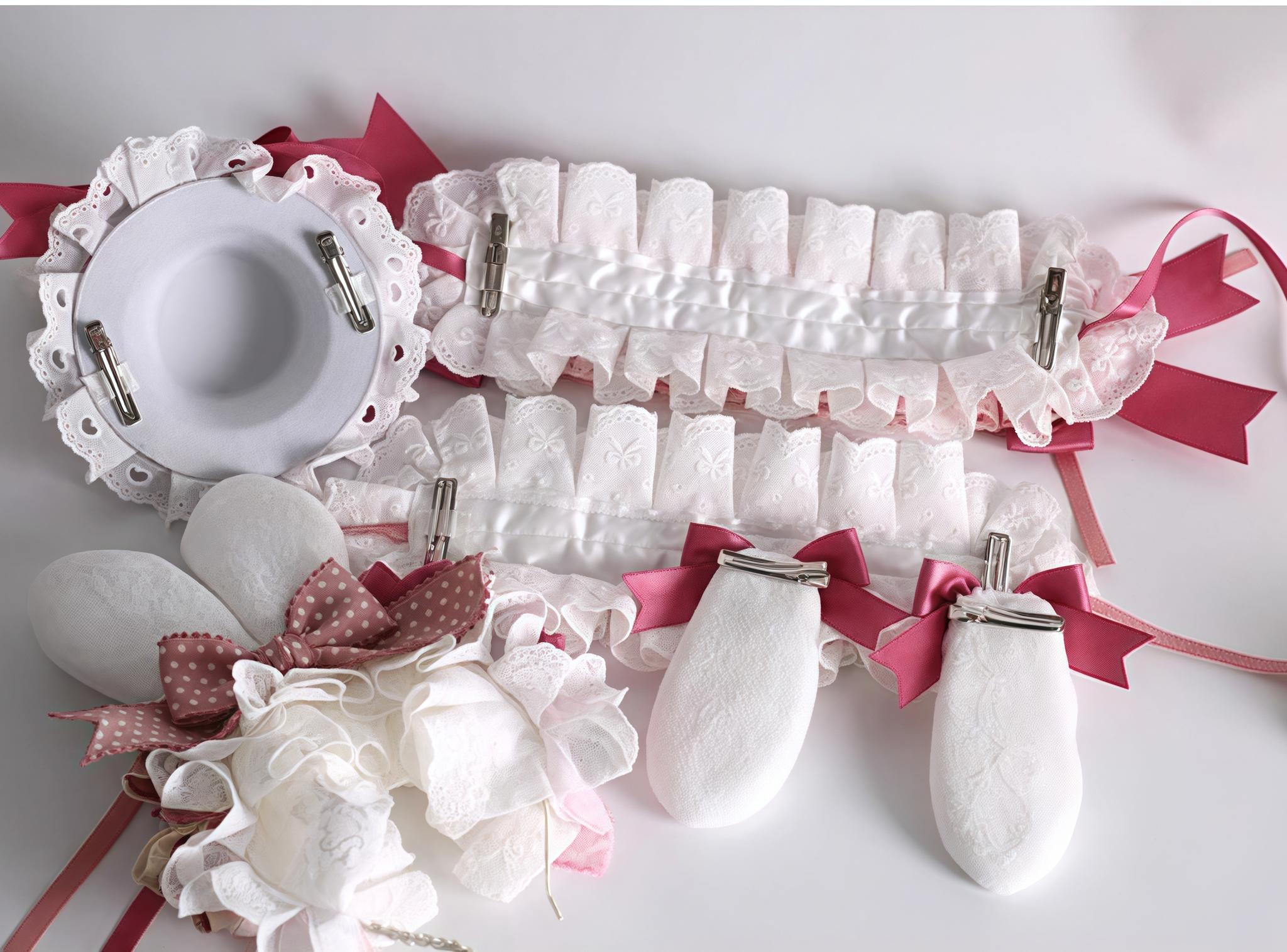 Xiaogui - Sweet Lolita Headdress Pink White Bunny Ear Hair Accessory
