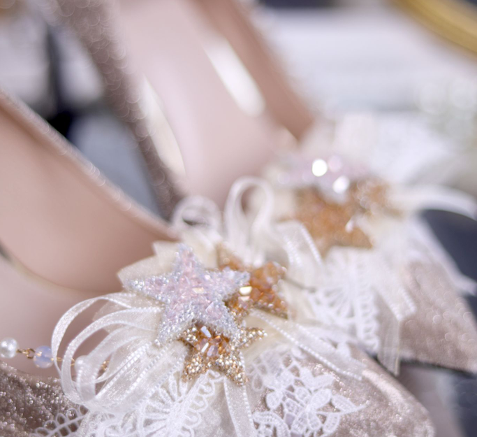 Sky Rabbit~Elegant Wedding Lolita Golden High Heel Shoes   