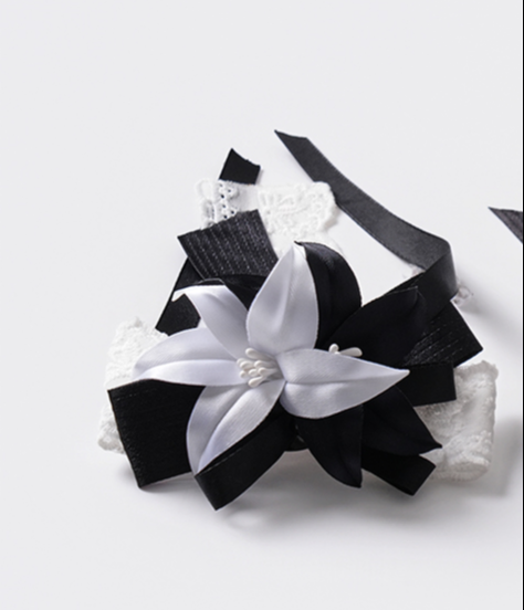 Lily Doll - Gothic Lolita Black White Contrast JSK Dress with Ruffles 45662:857340