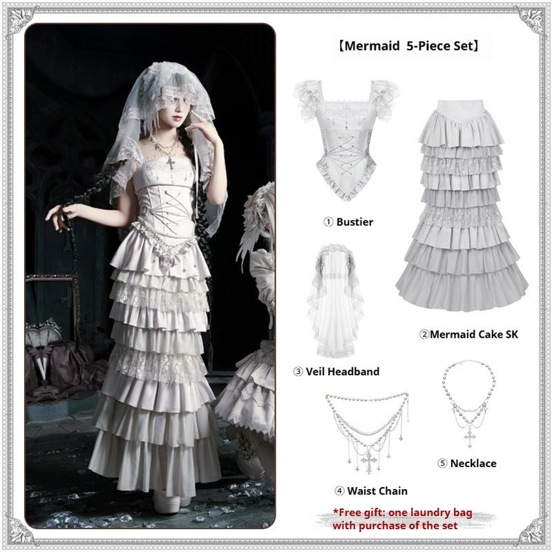 With PUJI - Letter and Poetry · Humanoid Robot - Silver Gothic Lolita Mermaid Skirt Set (L M S) 43861:787598