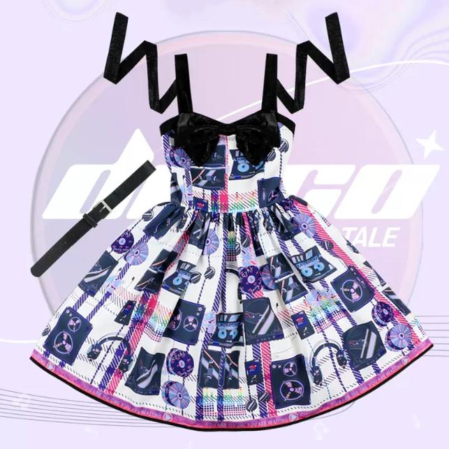 (BFM)Royal Fairy Tale~Daily Lolita JSK Dress Disco Print Dress Sweet Cool JSK Size 0 (S-M) White print 