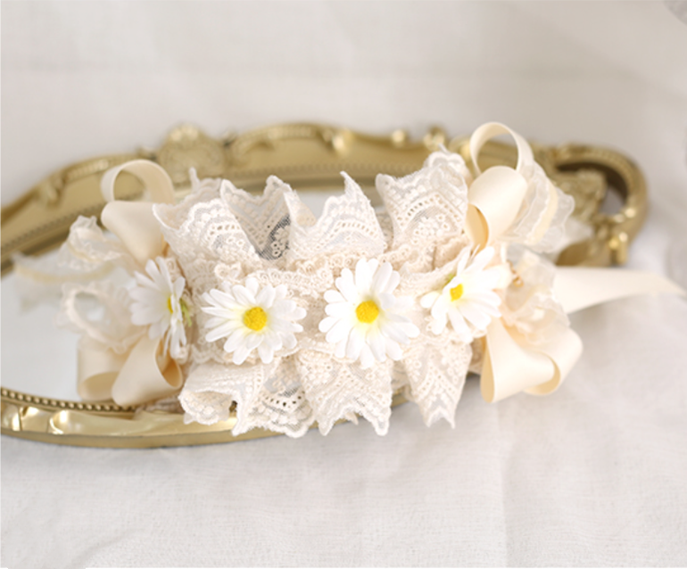 Xiaogui~Sweet Lolita Ivory Lace bow Hair Accessories 13852:216124