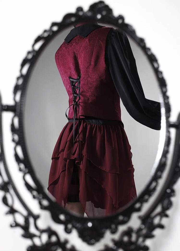 CastleToo - Evil Twins - Ouji Lolita Vest Shorts Skirt Black Red Set