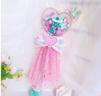 Sweetheart Endless~Sweet Lolita Fairy Wand Handmade Multicolor Heart Shaped mint-pink heart fairy wand  