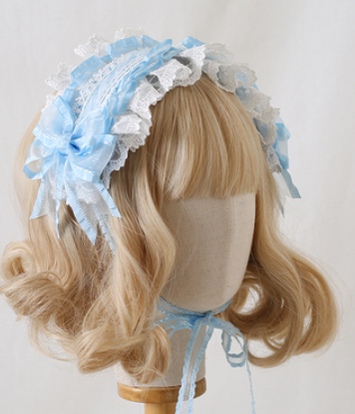 Xiaogui~Mood Limited~Elegant Lolita Bow Lace KC light blue (white lace)  