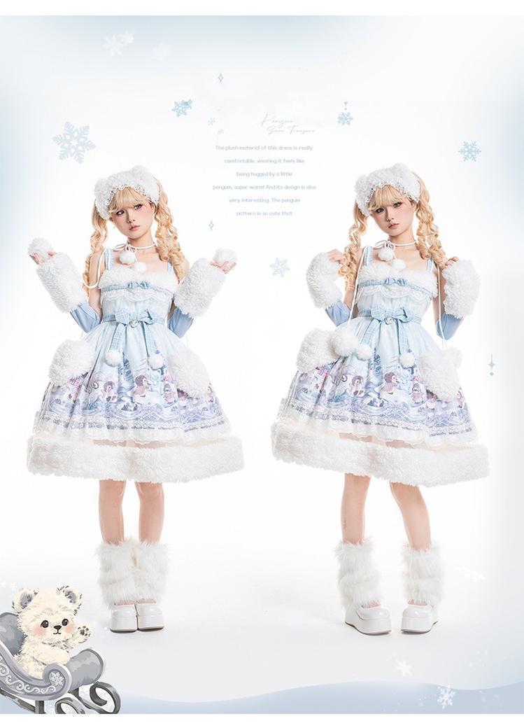 Spireme Cat~Penguin Snow Treasure~Kawaii Lolita JSK Penguin Printing Winter Dress   