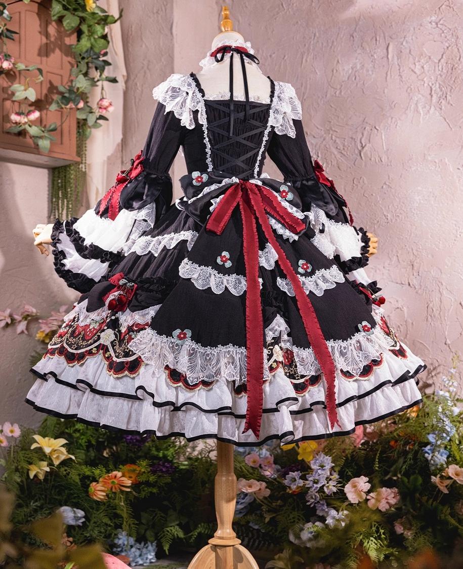 Bramble Rose - Starryberry Eden - Hime-sleeved Sweet Lolita Dress, Strawberry Embroidery 44262:801247