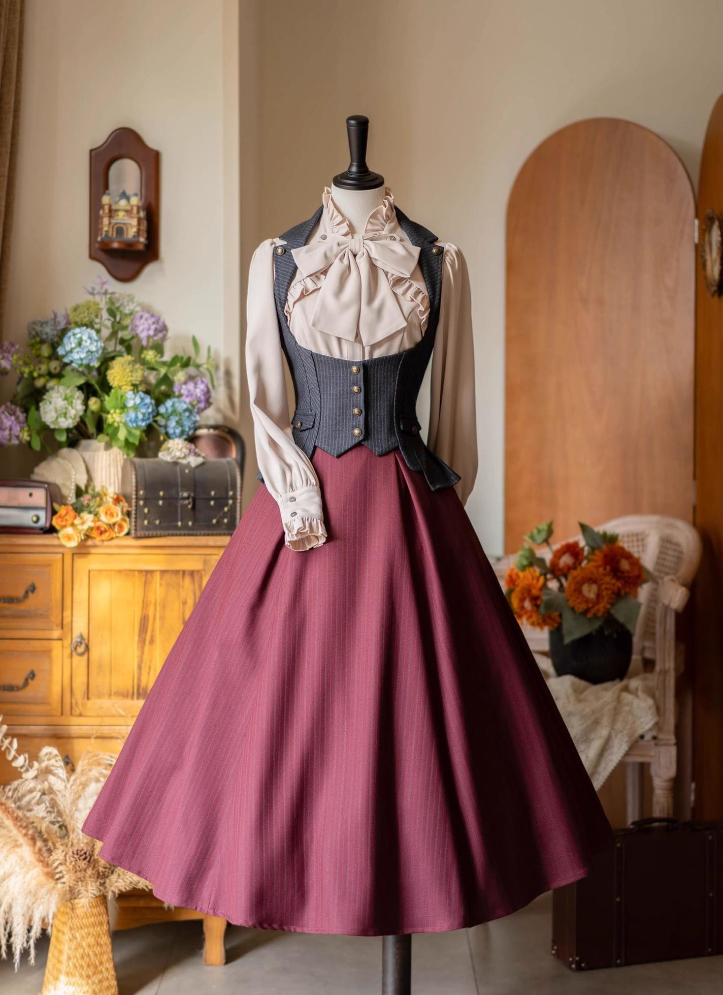 Forest Wardrobe - Forest Contract - Classic Lolita Striped Vest, Elastic Waist 43921:790182