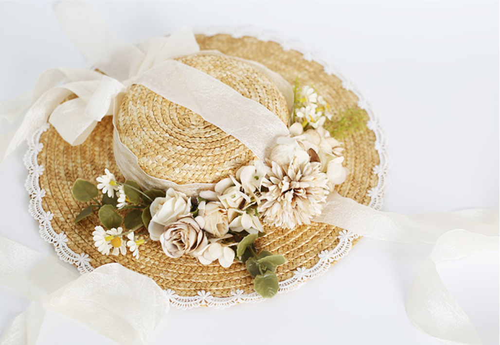 Xiaogui - Elegant Lolita Flower Bow Lace Sunhat