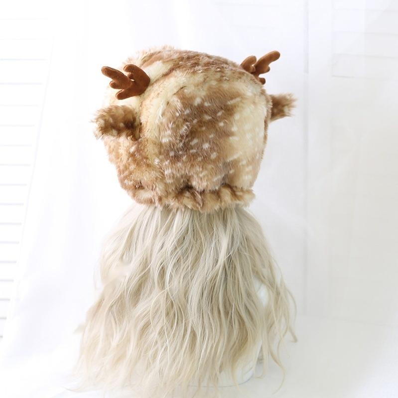 Xiaogui~Deer Spot~Japanese Kawaii Lolita Hat Cute Antler Fleece Lei Feng Hat   