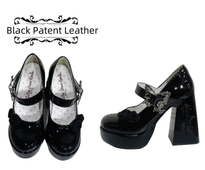 Dreamland~Cyclic Wonders~Elegant Lolita High Platform Shoes with Butterfly and Rose Details